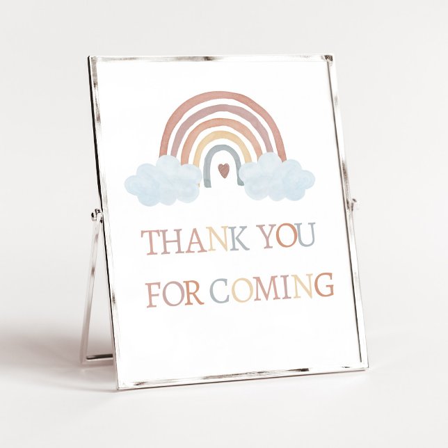 Affiche Boho Petit Rayon de Soleil Merci d'être venu (Rainbow Baby Shower Thank you for Coming Sign)