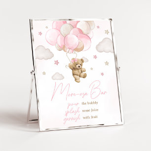 Affiche Boho Pink Bear Ballotte Baby shower Maman Osa Bar