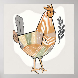 Affiche Boho poulet Leaf Art botanique style moderne