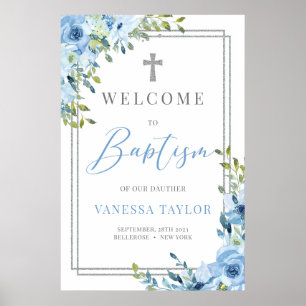 Affiche Boho poussiéreux bleu et argent parties scintillan