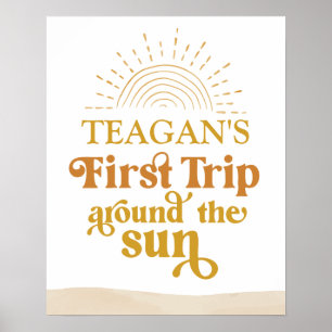 Affiche Boho Premier Voyage Autour Du Soleil Premier Anniv