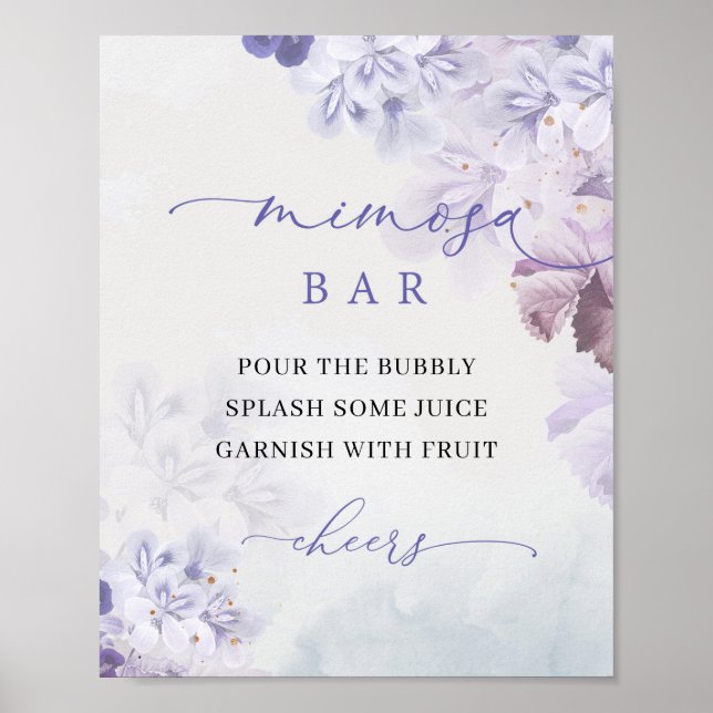 Affiche Boho printemps violet bleu poussiéreux fleurs mimo (Devant)