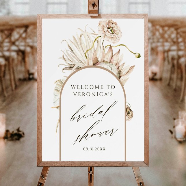Affiche Boho Protea Pampas Grass Fête des mariées Bienvenu (Créateur téléchargé)