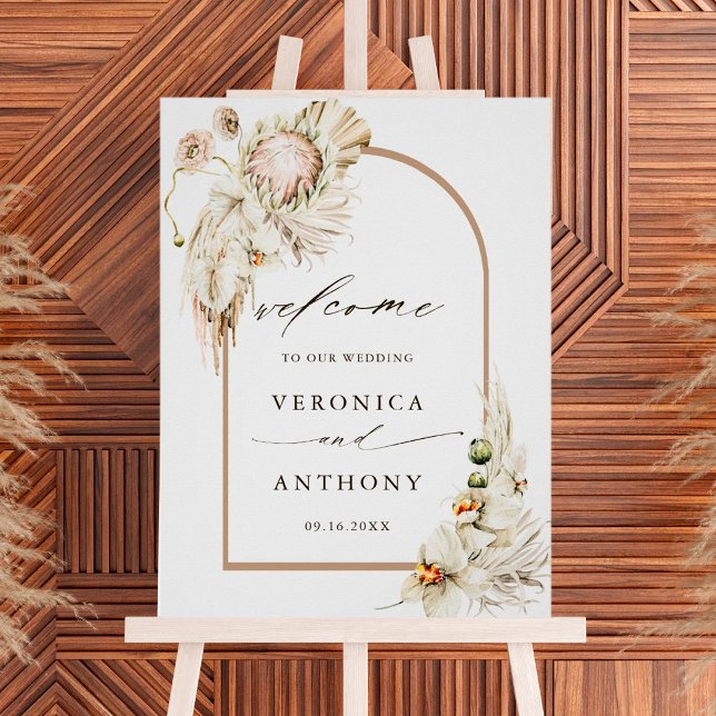 Affiche Boho Protea Pampas Grass Floral Mariage Bienvenue (Créateur téléchargé)