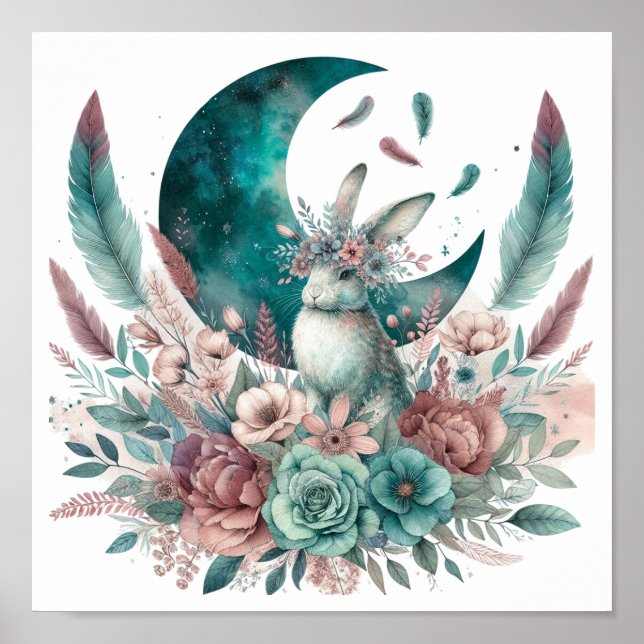 Affiche Boho Rabbit Baby Room Décor d'art (Devant)