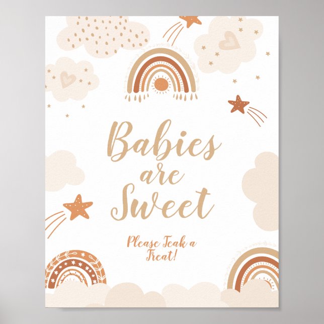 Affiche Boho Rainbow Baby sont doux signe (Devant)