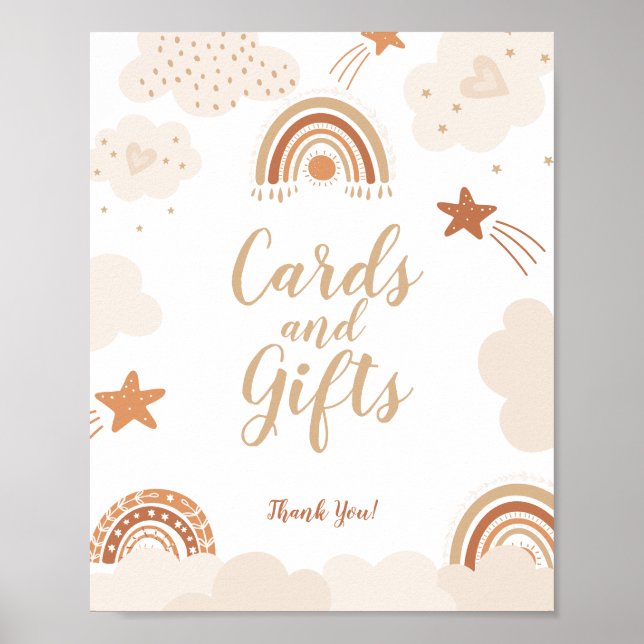Affiche Boho Rainbow Cards and Gifts Sign  (Devant)