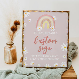 Affiche Boho Rainbow Daisy Anniversaire Table de fête