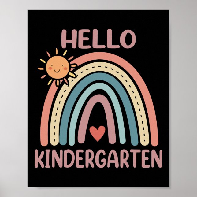Affiche Boho Rainbow Heart For Teachers Women Hello Kinder (Devant)