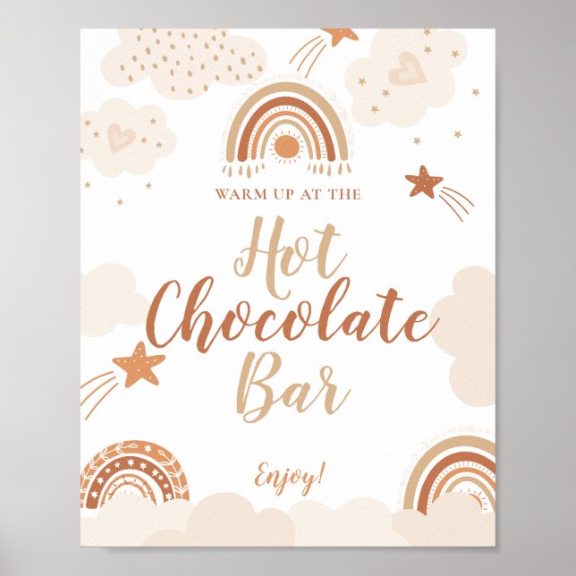Affiche Boho Rainbow Hot Chocolate Bar Sign (Devant)
