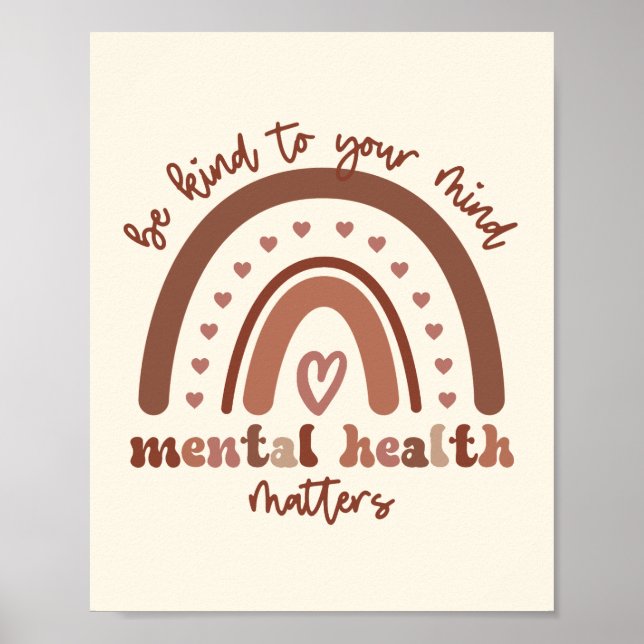 Affiche Boho Rainbow La Santé Mentale Soit Conforme À Votr (Devant)