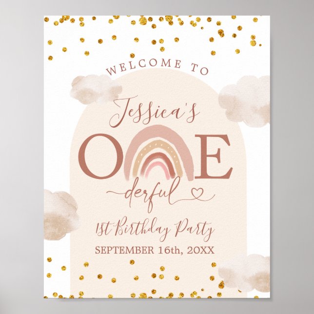 Affiche Boho Rainbow Onederday Signal de bienvenue (Devant)