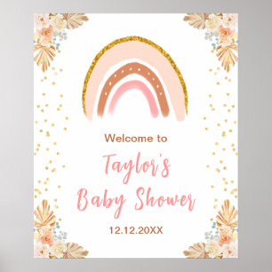 Affiche Boho Rainbow Rose Baby shower Bienvenue