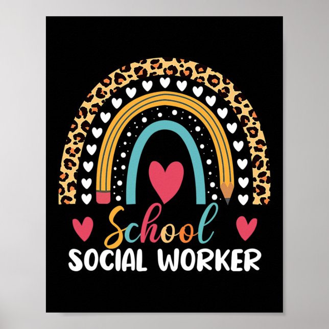 Affiche Boho Rainbow School Social Worker (Devant)