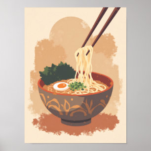 Affiche Boho Ramen Bowl Art minimaliste
