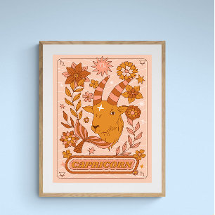 Affiche Boho Retro Capricorn Zodiac