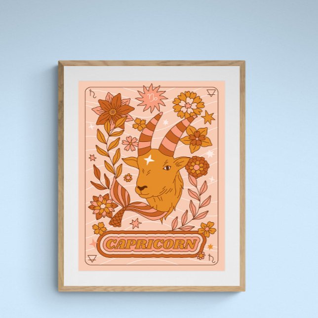 Affiche Boho Retro Capricorn Zodiac (Créateur téléchargé)