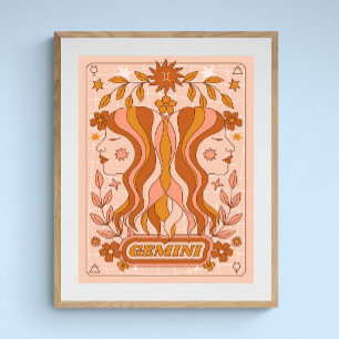 Affiche Boho Retro Gemini Zodiac