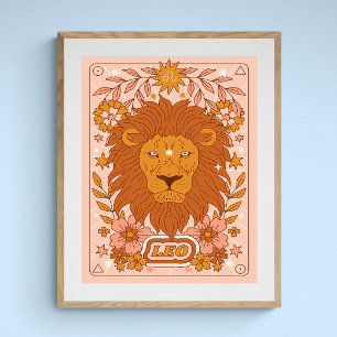 Affiche Boho Retro Leo Zodiac