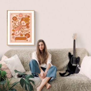 Affiche Boho Rétro Scorpion Zodiaque