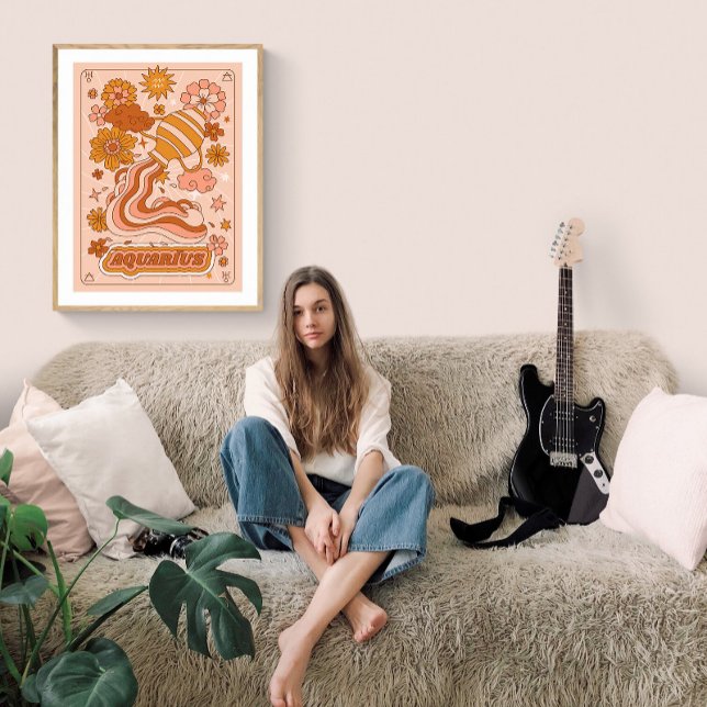 Affiche Boho Rétro Verseau Zodiaque (Créateur téléchargé)