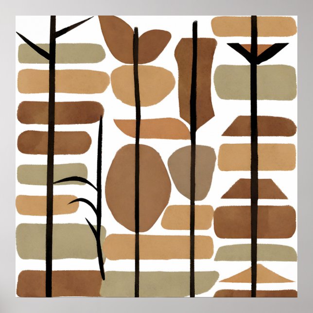 Affiche Boho Rock Polygon Leaf Style d'art botanique moder (Devant)