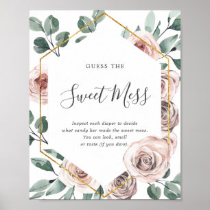 Affiche Boho Rose Baby shower Devinez L'affiche Sweet Mess