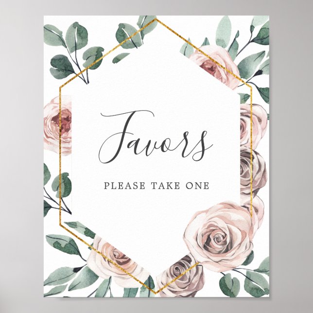 Affiche Boho Rose Baby shower Faveurs Signal (Devant)
