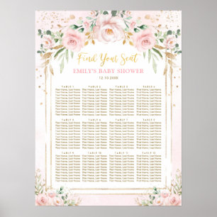 Affiche Boho Rose Blush Floral Girl Baby shower Siège