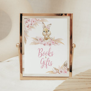 Affiche Boho rose Bunny Baby showers Livres et cadeaux