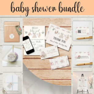 Affiche Boho Rose fille Baby shower Vêtements bébé Bienven