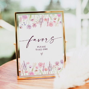 Affiche Boho rose Fleur sauvage Anniversaire Fête Faveur S
