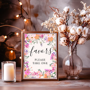 Affiche Boho rose Floral Fleurs sauvages favorise la Fête