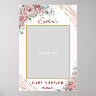 Affiche Boho rose rose rousse roses or baby shower photo