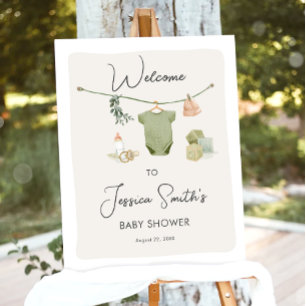 Affiche Boho Rustic Baby shower Garçon Neutre Bienvenue