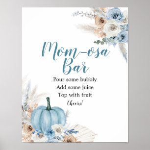 Affiche Boho Rustic Citrouille Automne Baby shower Mimosa