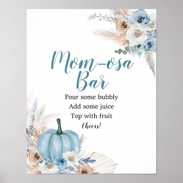 Affiche Boho Rustic Citrouille Automne Baby shower Mimosa  (Devant)