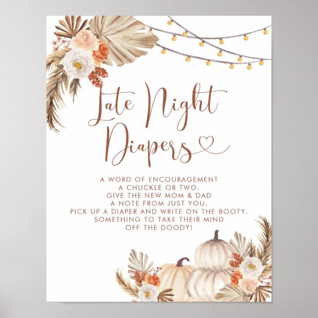 Affiche Boho Rustic Citrouille Fall in Love Late Night Dia (Devant)