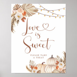 Affiche Boho Rustic Citrouille Fall in Love Love is Sweet