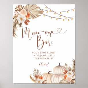 Affiche Boho Rustic Citrouille Fall in Love Mom-osa Bar