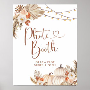 Affiche Boho Rustic Citrouille Fall in Love Photo Booth Si