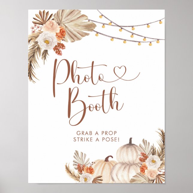 Affiche Boho Rustic Citrouille Fall in Love Photo Booth Si (Devant)