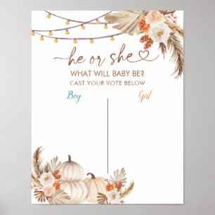 Affiche Boho Rustic Citrouille Fall Vote Board