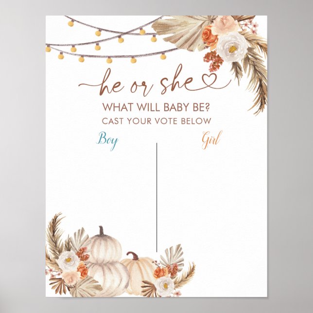 Affiche Boho Rustic Citrouille Fall Vote Board (Devant)