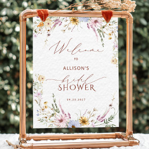 Affiche Boho Rustic Garden Flowers Fête des mariées Bienve