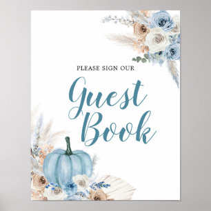 Affiche Boho Rustic Pumpkin Fall Guest Book Sign