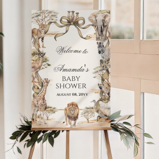 Affiche Boho Safari Animals Neutral Baby Shower Welcome (Créateur téléchargé)