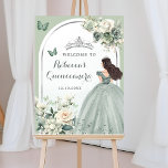 Affiche Boho Sage Green Floral Quinceañera Bienvenue<br><div class="desc">Boho Sage Green Floral Quinceañera Affiche de bienvenue</div>