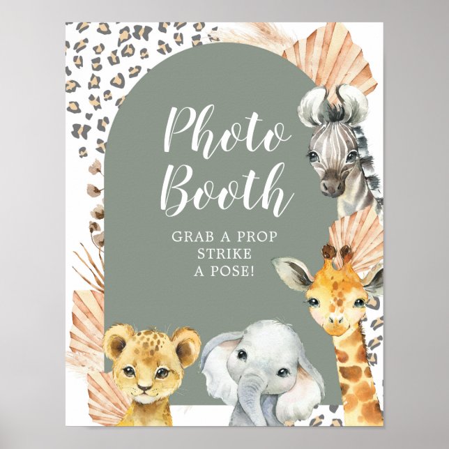 Affiche Boho Sage Green Safari Oh Booth Symbole photo Boot (Devant)