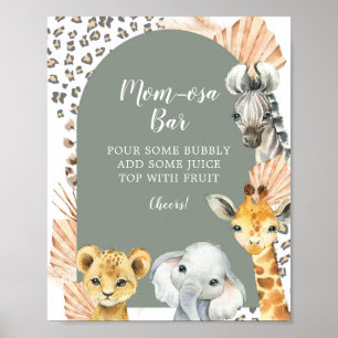 Affiche Boho Sage Green Safari Oh Boy Mom-osa Bar Sign